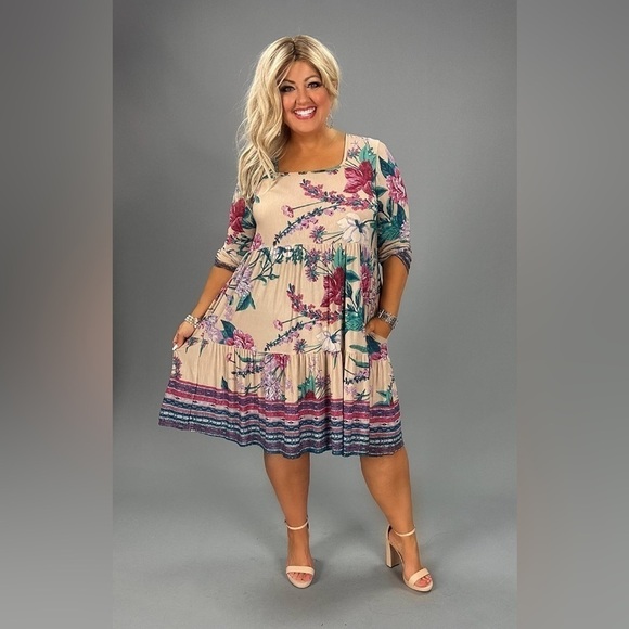 BE THE BEST YOU Taupe Floral Tiered Dress - Picture 7 of 10